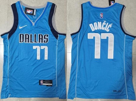 Men's Dallas Mavericks #77 Luka Doncic Blue Diamond 75th Icon Swingman Jersey