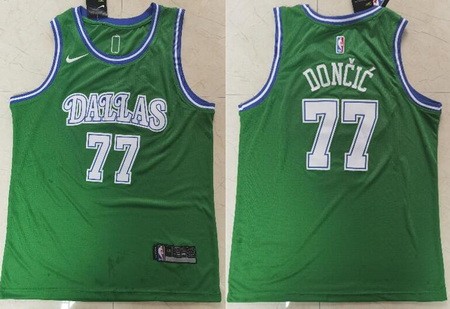 Men's Dallas Mavericks #77 Luka Doncic Green Icon Swingman Jersey