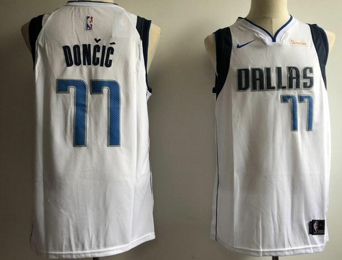 Men's Dallas Mavericks #77 Luka Doncic White Icon Sponsor Swingman Jersey