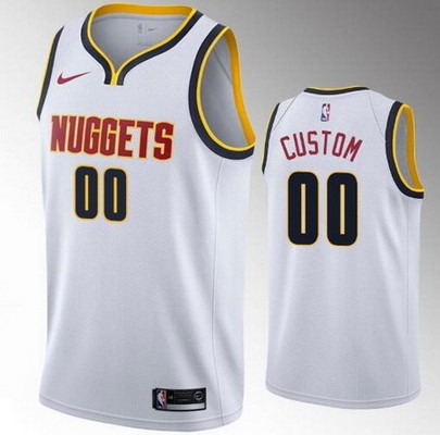 Denver Nuggets Customized White Stitched Swingman Jersey