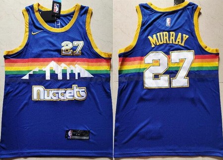 Men's Denver Nuggets #27 Jamal Murray Blue Throwback Icon Swingman Jersey