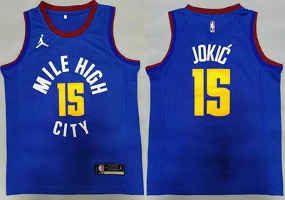 Men's Denver Nuggets #15 Nikola Jokic Blue Statement Icon Swingman Jersey