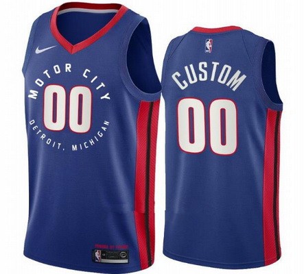 Detroit Pistons Customized Blue 2021 City Stitched Swingman Jersey
