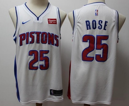 Men's Detroit Pistons #25 Derrick Rose White Icon Sponsor Swingman Jersey