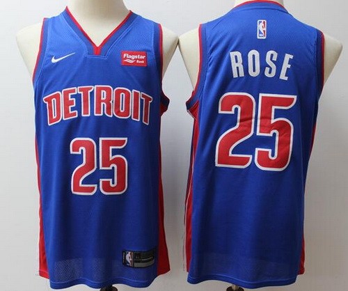 Men's Detroit Pistons #25 Derrick Rose Blue Icon Sponsor Swingman Jersey