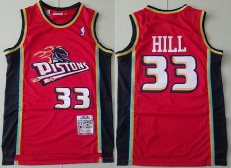 Men's Detroit Pistons #33 Grant Hill Red 1998 Hollywood Classic Swingman Jersey