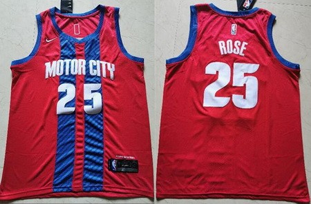Men's Detroit Pistons #25 Derrick Rose Red City Icon Swingman Jersey
