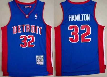 Men's Detroit Pistons #32 Richard Hamilton Blue 2003 Throwback Swingman Jersey