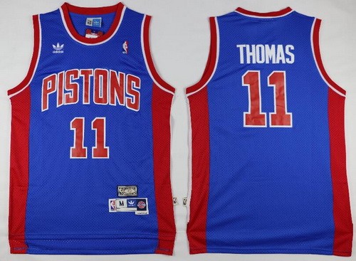 Men's Detroit Pistons #11 Isiah Thomas Blue Hollywood Classic Throwback Swingman Jersey