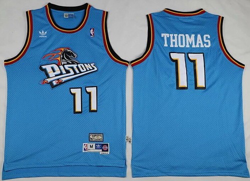 Men's Detroit Pistons #11 Isiah Thomas Light Blue Hollywood Classic Throwback Swingman Jersey