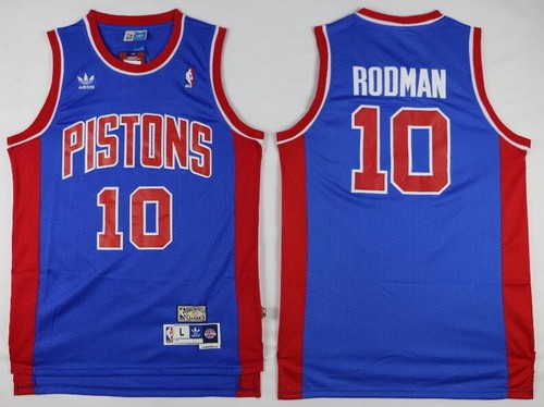Men's Detroit Pistons #10 Dennis Rodman Blue Hollywood Classic Throwback Swingman Jersey