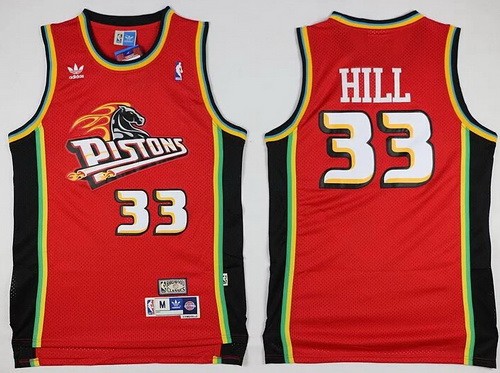 Men's Detroit Pistons #33 Grant Hill Red Hollywood Classic Throwback Swingman Jersey
