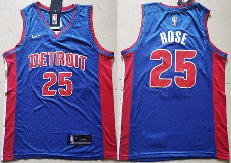 Men's Detroit Pistons #25 Derrick Rose Blue Icon Swingman Jersey