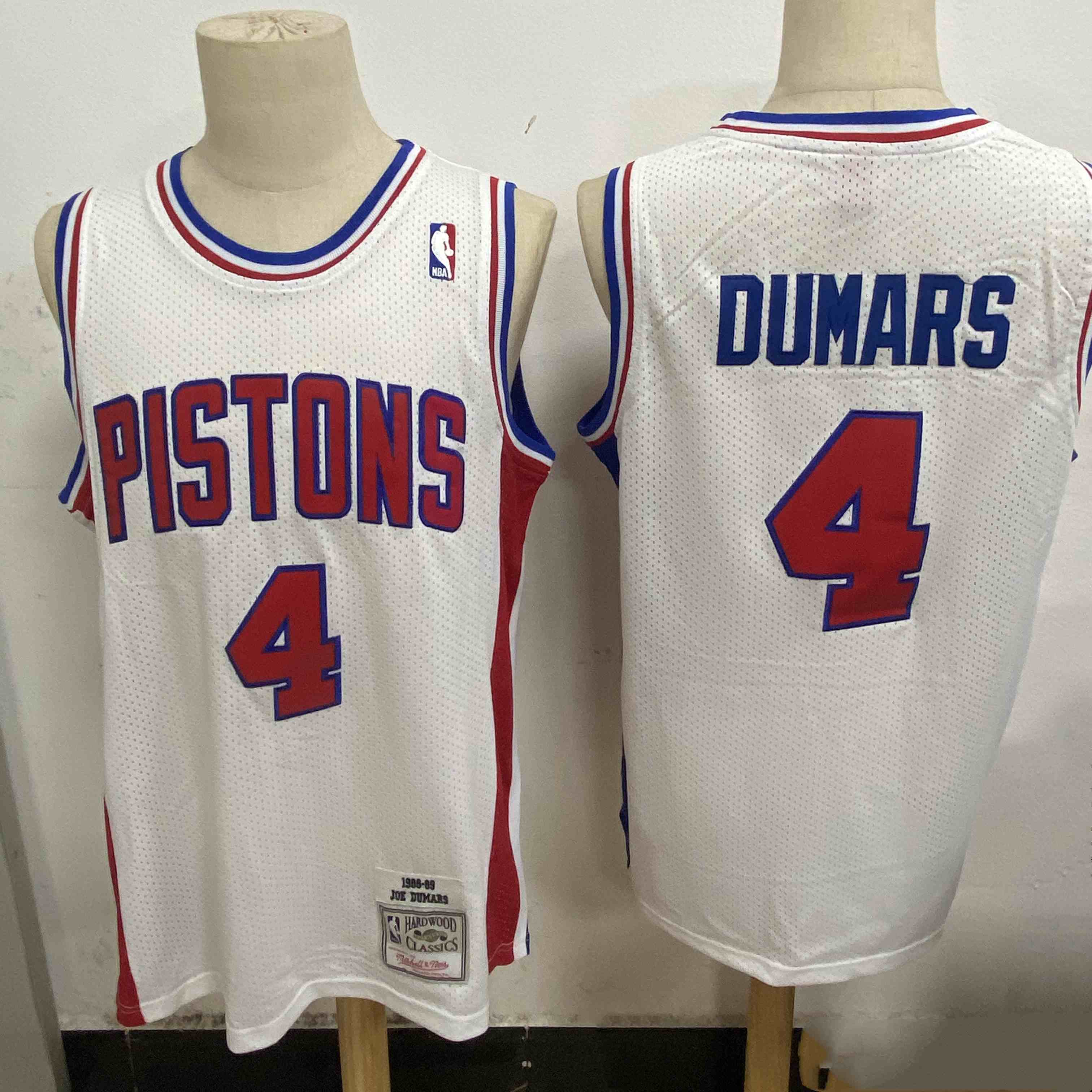 Men's Detroit Pistons #4 Joe Dumars White 1988-89 Hardwood Classics Mesh Jersey