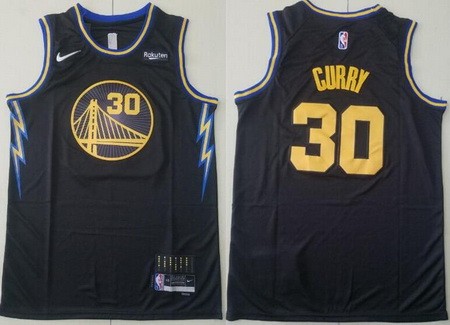 Men's Golden State Warriors #30 Stephen Curry Black City Diamond 75th Icon Sponsor Swingman Jersey