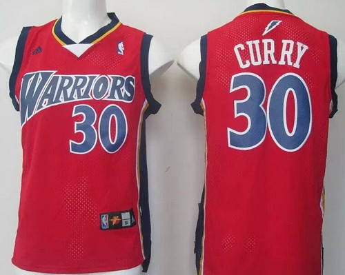 Men's Golden State Warriors #30 Stephen Curry Red Throwback Swingman Jersey