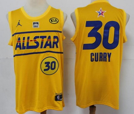 Men's Golden State Warriors #30 Stephen Curry Yellow 2021 All Star Icon Sponsor Swingman Jersey