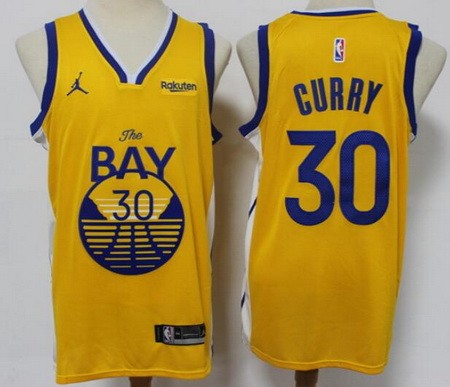 Men's Golden State Warriors #30 Stephen Curry Yellow Statement Icon Sponsor Swingman Jersey