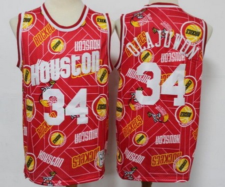 Men's Houston Rockets #34 Hakeem Olajuwon Red Tear Up Pack Swingman Jersey