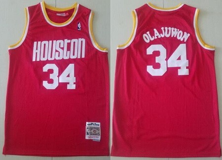 Men's Houston Rockets #34 Hakeem Olajuwon Red 1993 Throwback Swingman Jersey