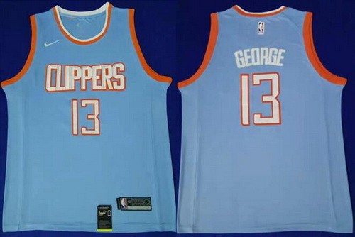 Men's Los Angeles Clippers #13 Paul George Light Blue Icon Swingman Jersey