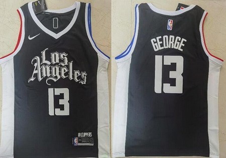 Men's Los Angeles Clippers #13 Paul George Black 2021 City Icon Swingman Jersey