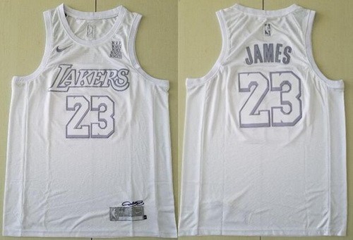 Men's Los Angeles Lakers #23 LeBron James White MVP Swingman Jersey