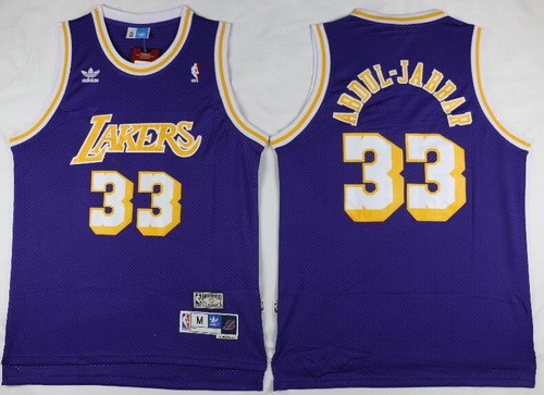 Men's Los Angeles Lakers #33 Kareem Abdul Jabbar Purple Hollywood Classic Throwback Swingman Jersey