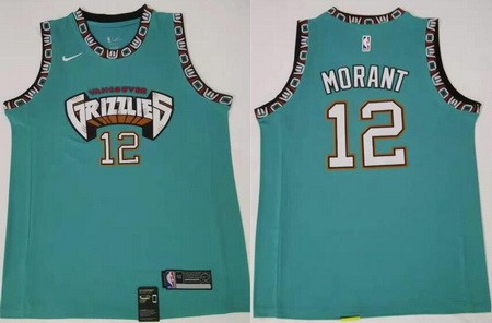 Men's Memphis Grizzlies #12 Ja Morant Green Throwback Icon Swingman Jersey