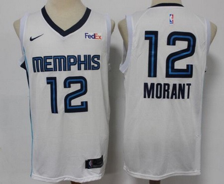 Men's Memphis Grizzlies #12 Ja Morant White Icon Sponsor Swingman Jersey