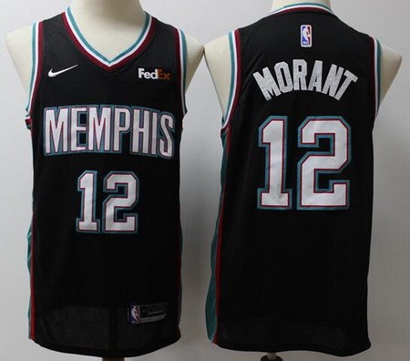 Men's Memphis Grizzlies #12 Ja Morant Black Throwback Icon Sponsor Swingman Jersey