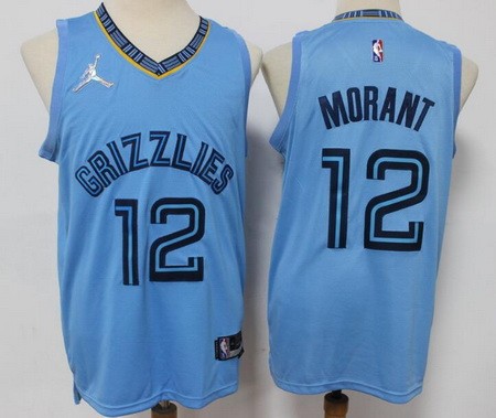 Men's Memphis Grizzlies #12 Ja Morant Light Blue Statement Diamond 75th Icon Swingman Jersey