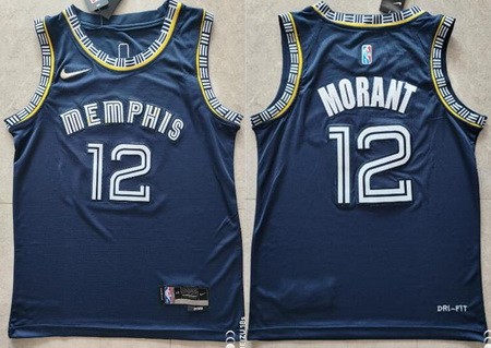 Men's Memphis Grizzlies #12 Ja Morant Navy City Diamond 75th Icon Swingman Jersey
