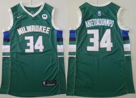 Men's Milwaukee Bucks #34 Giannis Antetokounmpo Green Icon Sponsor Swingman Jersey