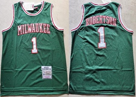 Men's Milwaukee Bucks #1 Oscar Robertson Green 1971 Throwback Swingman Jersey