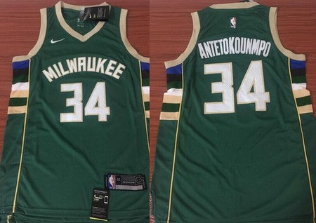 Men's Milwaukee Bucks #34 Giannis Antetokounmpo Green Icon Swingman Jersey