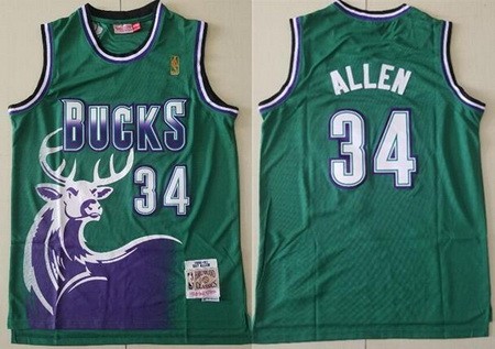 Men's Milwaukee Bucks #34 Ray Allen Green 1996 Hollywood Classic Swingman Jersey