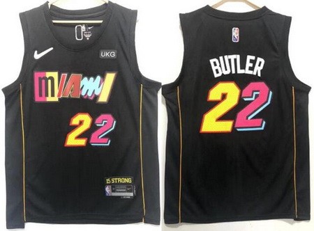 Men's Miami Heat #22 Jimmy Butler Black City Diamond 75th Icon Sponsor Swingman Jersey
