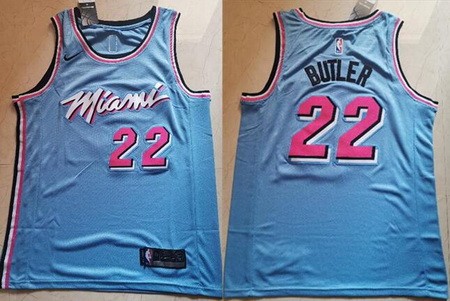 Men's Miami Heat #22 Jimmy Butler Light Blue 2019 City Icon Swingman Jersey