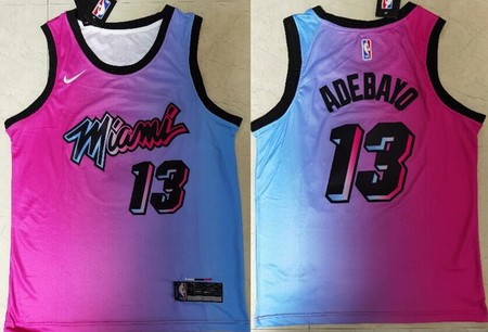 Men's Miami Heat #13 Edrice Adebayo Pink Blue 2021 City Icon Swingman Jersey