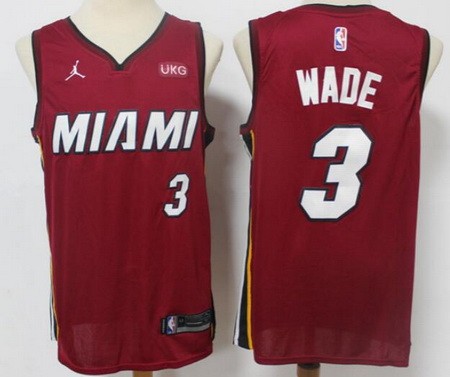 Men's Miami Heat #3 Dwyane Wade Red Red 2021 Icon Sponsor Swingman Jersey