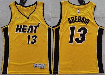 Men's Miami Heat #13 Edrice Adebayo Yellow 2021 Earned Icon Swingman Jersey