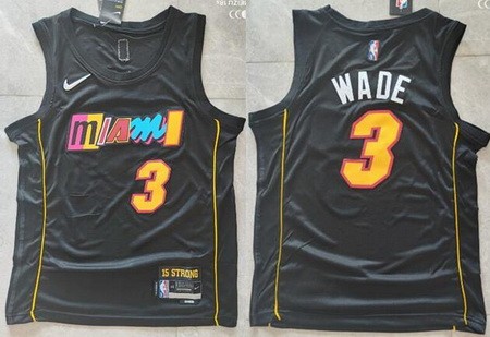 Men's Miami Heat #3 Dwyane Wade Black City Diamond 75th Icon Swingman Jersey