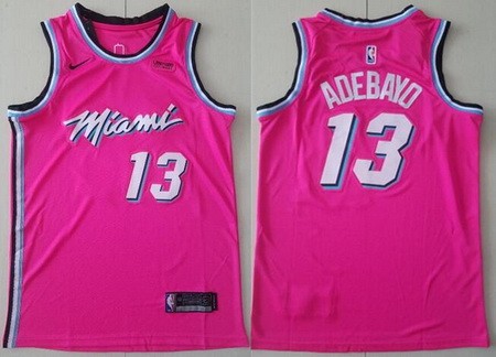 Men's Miami Heat #13 Edrice Adebayo Pink City Icon Sponsor Swingman Jersey