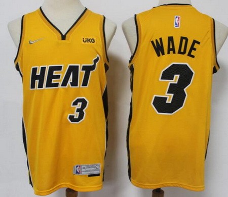 Men's Miami Heat #3 Dwyane Wade Yellow 2021 Earned Icon Sponsor Swingman Jersey