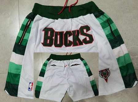 Men's Milwaukee Bucks White Green Just Don Shorts