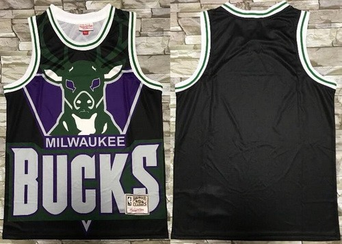 Men's Milwaukee Bucks Blank Black Hollywood Classic Printed Jersey