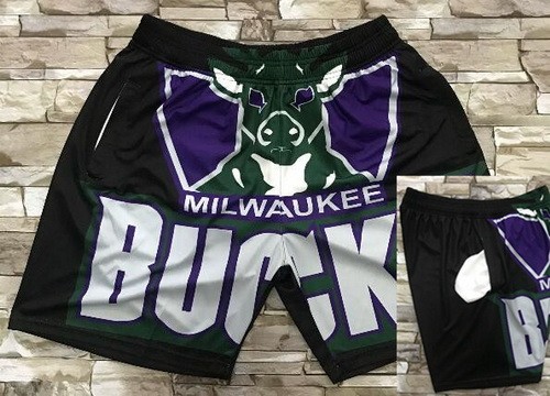 Men's Milwaukee Bucks Black Hollywood Classic Printed Shorts