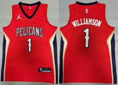 Men's New Orleans Pelicans #1 Zion Williamson Red Statement Icon Swingman Jersey
