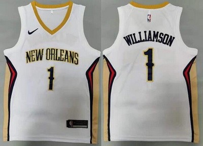 Men's New Orleans Pelicans #1 Zion Williamson White Icon Swingman Jersey